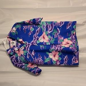 Hilo Hatti Mens Medium Hawaiin Shirt Bright Blue